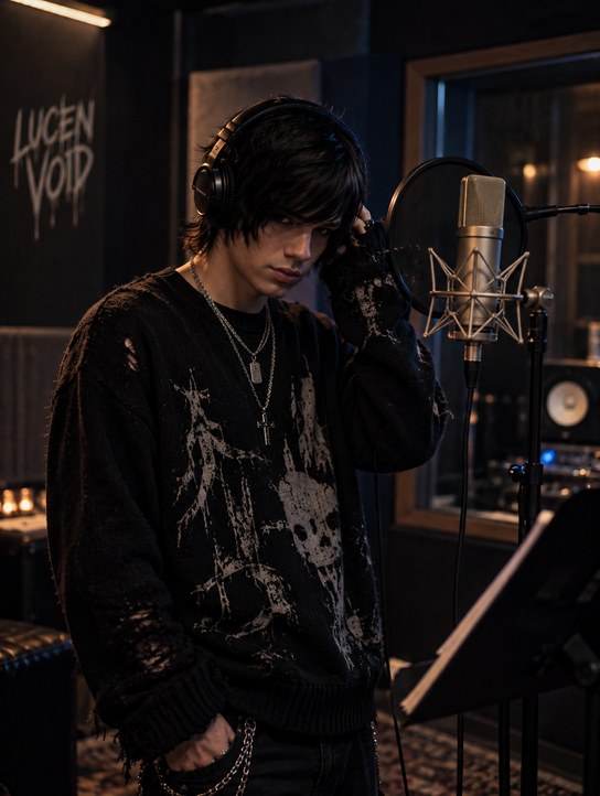 Lucen Void at a studio microphone