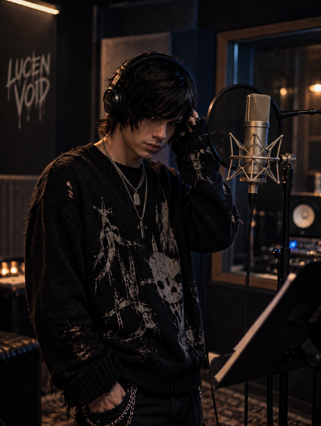 Lucen Void at a studio microphone